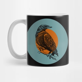 Halloween Crow, Signs and Fortunes - Teal, Orange, and Black Mug